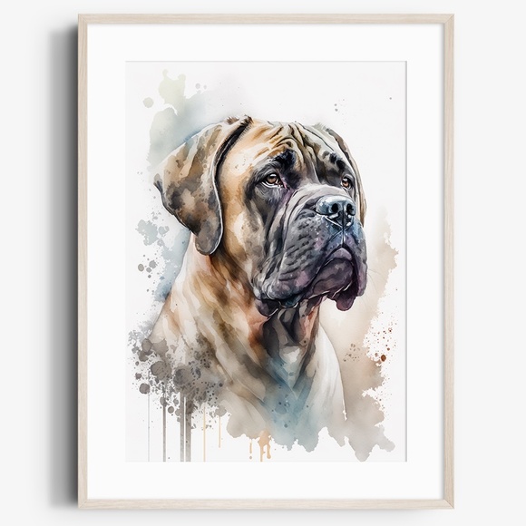Other - Watercolor Mastiff Brindle Wall Art Illustration Print Poster Card Unframed